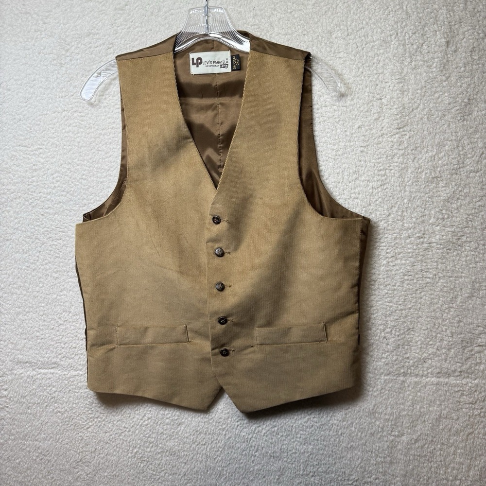 70s Vintage Levis Panatela Tan Brown Corduroy 5-Button 2-Pocket Vest Size M